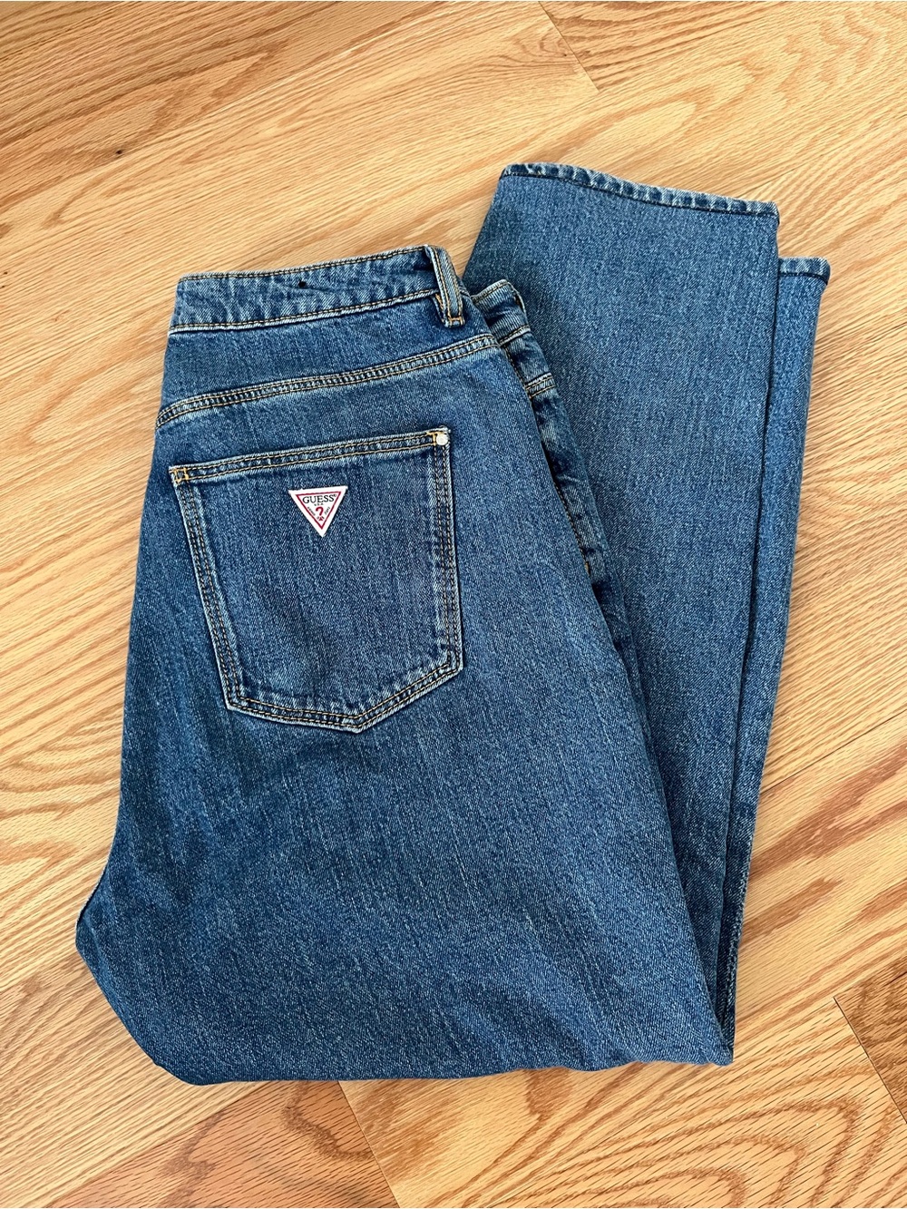 GUESS Medium Blue Denim Jeans with Back Pocket Logo